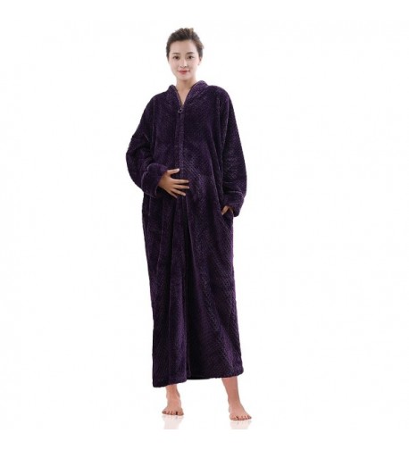 Artfasion Womens Zip Front Bathrobe Pockets