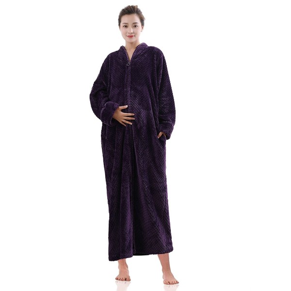 Artfasion Womens Zip Front Bathrobe Pockets