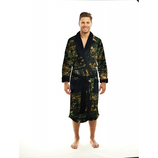 Coral Fleece Camo Lounge Robe - Black - CT1825DK6C3