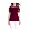 Womens Shoulder Hollow Sleeve Burgundy