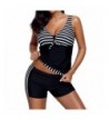 Striped Tankini Swimsuit Boyshort Bathing