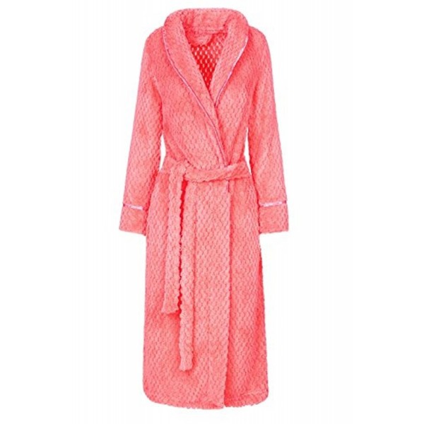 Artfasion Womens Fleece Bathrobe Orange