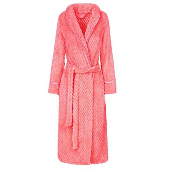 Artfasion Womens Fleece Bathrobe Orange