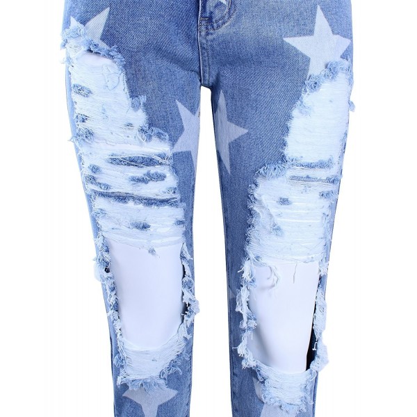 Ladies' Code Women's High Rise Distressed Star Print Boyfriend Jeans ...