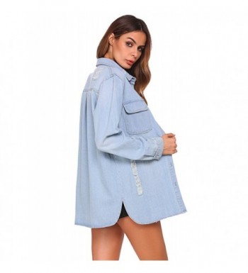 Denim Jackets Women's Long Sleeve Simple Lapel Jean Jacket Coats ...