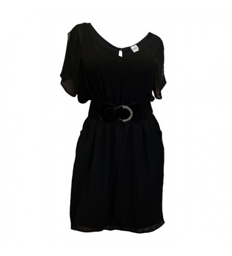 eVogues Split Chiffon Dress Black