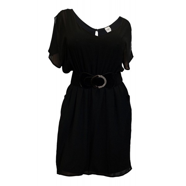 eVogues Split Chiffon Dress Black