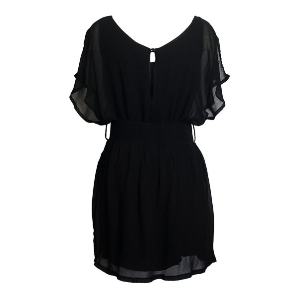 Plus Size Split Back Chiffon Dress Black - Black - C4119CQWBT3