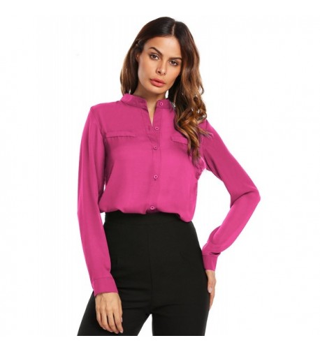 GEESENSS Sleeve Chiffon Blouse Button