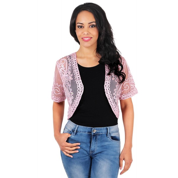 KRISP Sequin Embroidered Shrug 4149 PNK ML