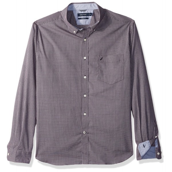 Nautica Standard Sleeve Plaid Button