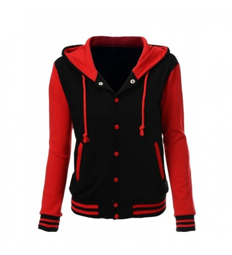 Stylish Contrast Sleeves Hoodie Varsity