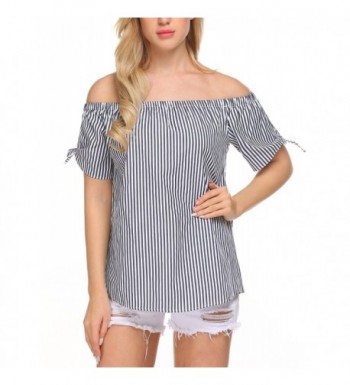 Finejo Blouse Striped Shoulder Elegant