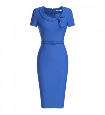 Women's Audrey Hepburn Style Short Sleeve Belt Waist Cocktail Tea Dress ...