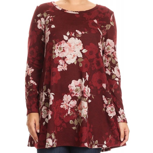 BNY Sleeve Floral Pattern Burgundy