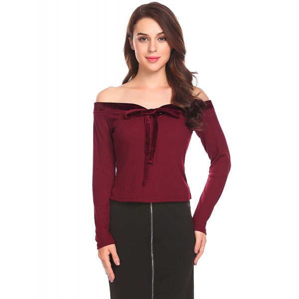 Zeagoo Fitted Shoulder Blouse Buegandy