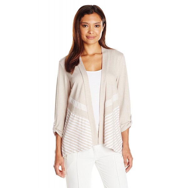 Alfred Dunner Womens Striped Cardigan
