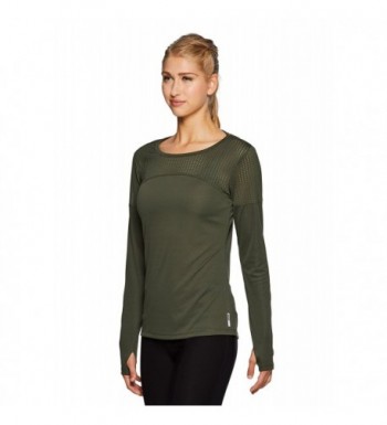 Active Women's Long Sleeve Lazer Cut Ventilated Crewneck Tee - Moss ...