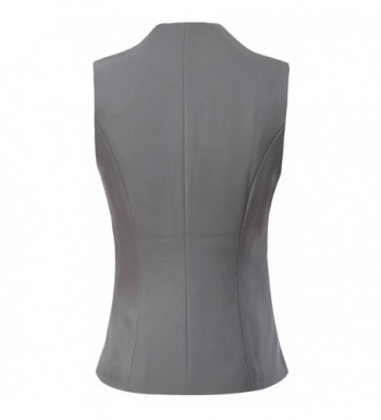 Vocni Women V-Neck Slim Fit Business Office Bottoned Dressy Suit Vest Waistcoat 
