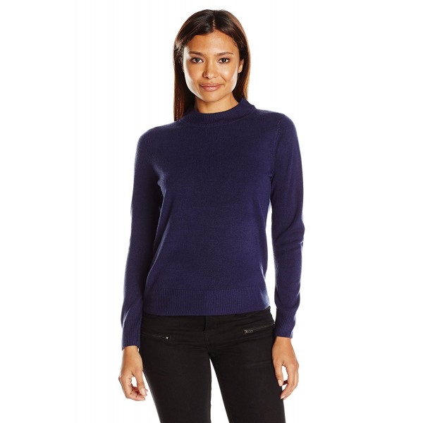 Women's Petite Size Long Sleeve Low Mock Neck Ideal Cashmerlon Sweater ...