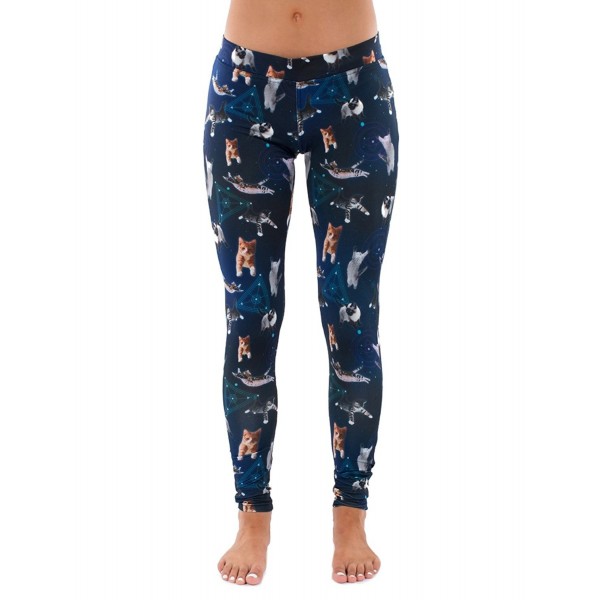 Cats In Space Leggings - Galaxy Leggings With Cats Tights - C112K35EVNF