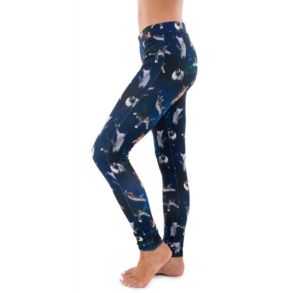 Cats In Space Leggings - Galaxy Leggings With Cats Tights - C112K35EVNF