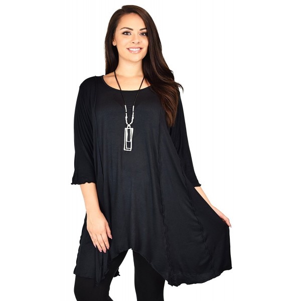 Women Plus Size Asymmetrical Fishtail Tunic Top w/Side Pockets - Black ...