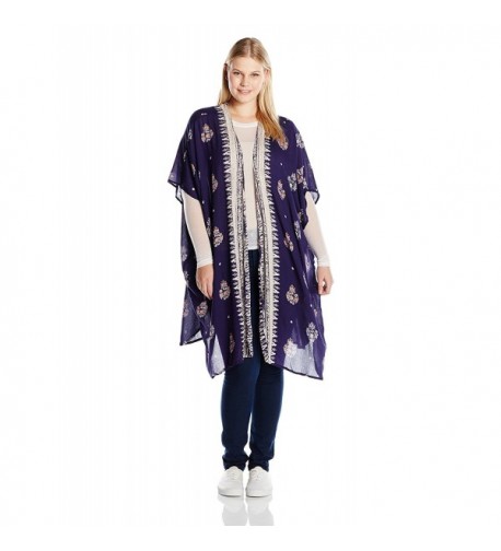 Angie Womens Printed Kimono Duster