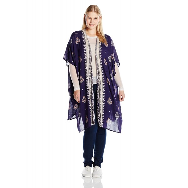 Angie Womens Printed Kimono Duster