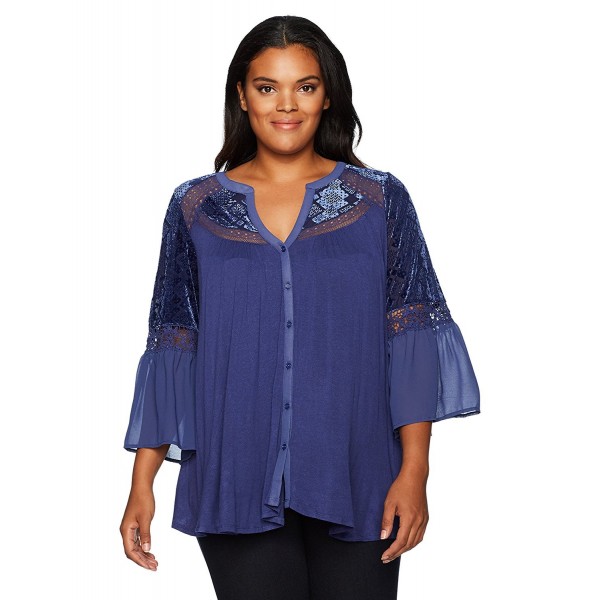 Women's Plus Size Florence Velvet Top - Deep Cobalt - C61857ZIGWR