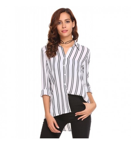 Mofavor Womens Sleeve Striped Button