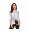 Mofavor Womens Sleeve Striped Button