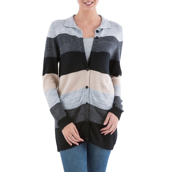 NOVICA Multicolor Striped Cardigan Addiction