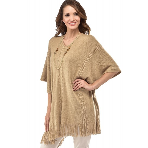 Charlie Paige Metallic Accent Poncho