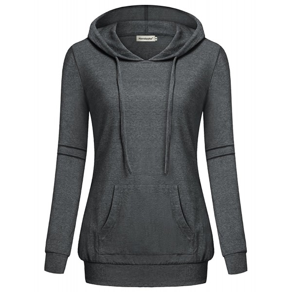 Women Pullover V-Neck Long Sleeve Kangaroo Pocket Tunic Hoodies - 017 ...