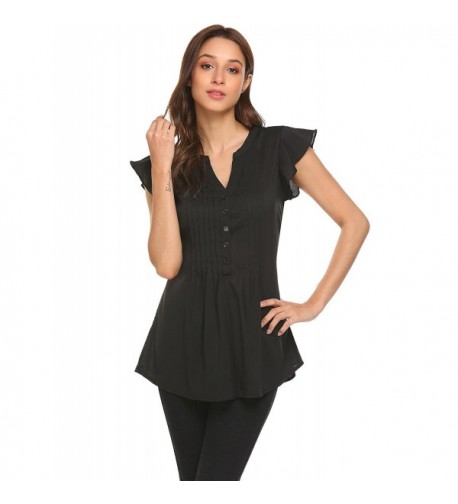 SoTeer Womens V Neck Ruched Sleeve