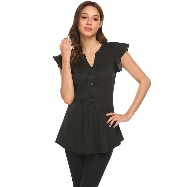 SoTeer Womens V Neck Ruched Sleeve