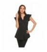 SoTeer Womens V Neck Ruched Sleeve