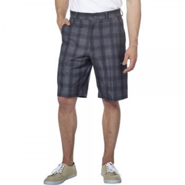 Pebble Beach Performance Short Black Plaid