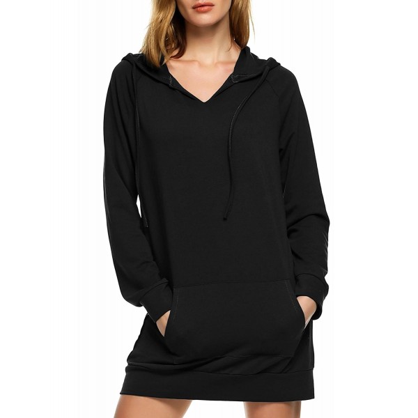 Women's Long Sleeve V Neck Sweatshirt Kangaroo Pocket Pullover Hoodie ...