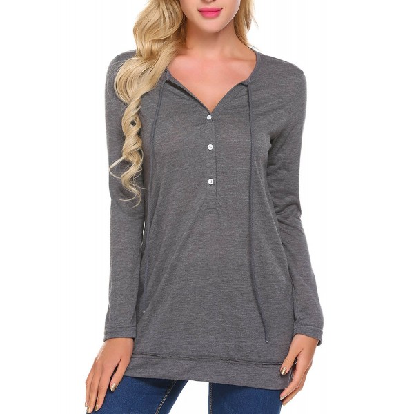 Womens Henley Sleeve Pullover Sweatshirts