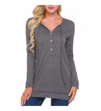 Womens Henley Sleeve Pullover Sweatshirts