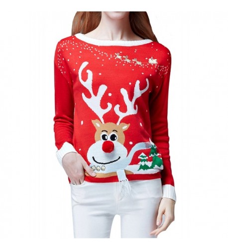 V28 Womens Christmas Sweater Reindeer