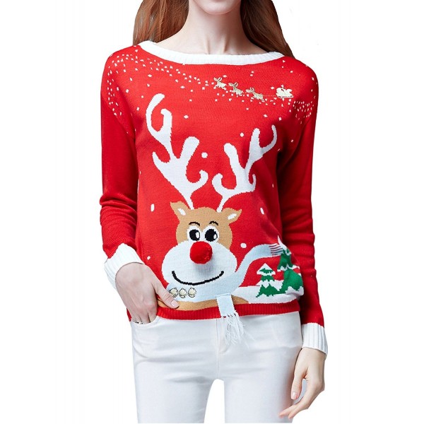 V28 Womens Christmas Sweater Reindeer