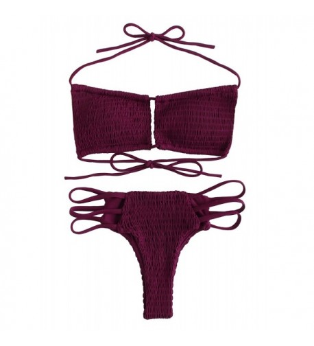 SOLYHUX Shirred Padding Swimsuit Burgundy