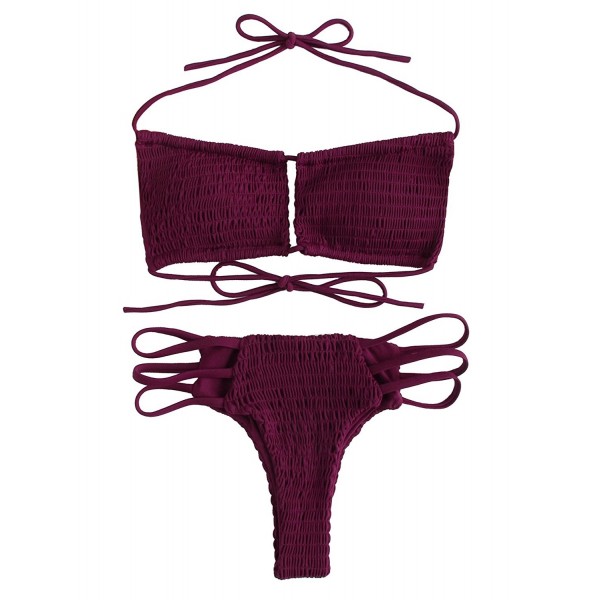 SOLYHUX Shirred Padding Swimsuit Burgundy