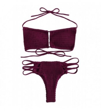 SOLYHUX Shirred Padding Swimsuit Burgundy