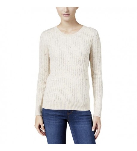 Karen Scott Cable Knit Crew Neck Pullover