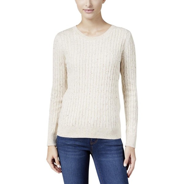 Karen Scott Cable Knit Crew Neck Pullover