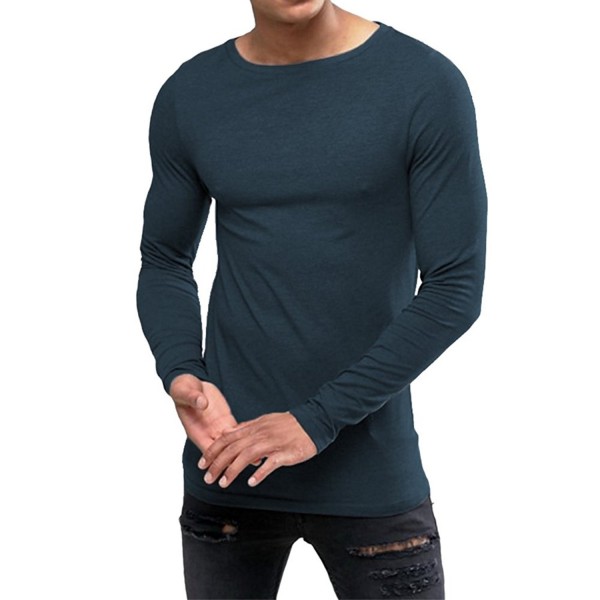 OA Men's Extreme Muscle Fit Long Sleeve T-Shirt With Boat Neck - Navy ...